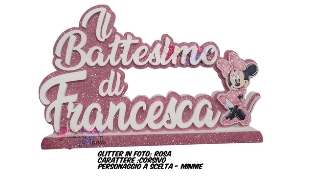 IL BATTESIMO DI + NOME CON FIOCCO O PERSONAGGIO STAMPATO