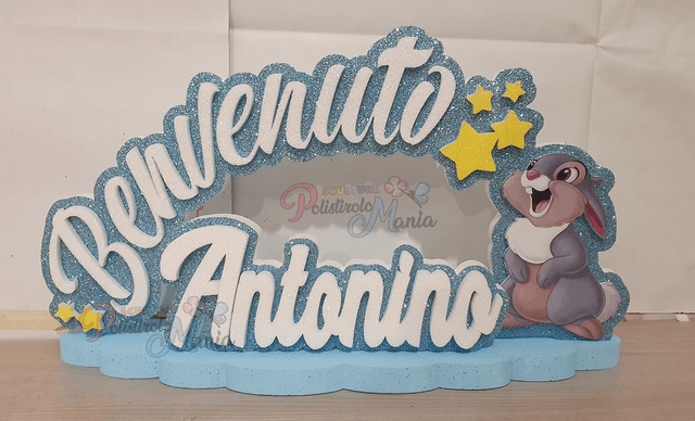 Polistirolo  semi arco nascita: Benvenuto + nome+personaggio