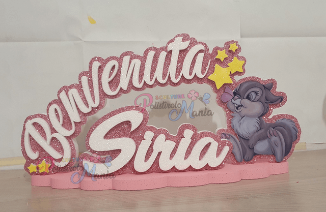 Polistirolo  semi arco nascita: Benvenuto + nome+personaggio